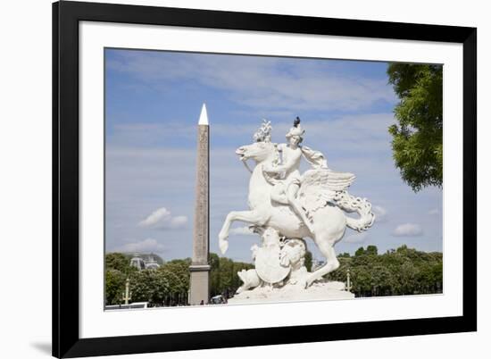 France, Paris, Tuileries Garden, Statue of Hermes (Mercury) with Pegasus-Samuel Magal-Framed Photographic Print