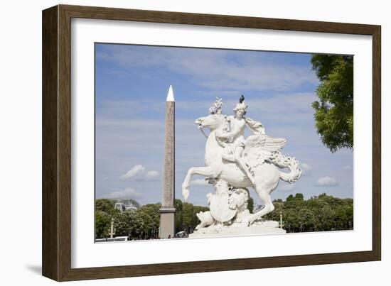 France, Paris, Tuileries Garden, Statue of Hermes (Mercury) with Pegasus-Samuel Magal-Framed Photographic Print