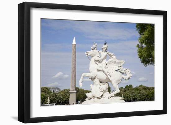 France, Paris, Tuileries Garden, Statue of Hermes (Mercury) with Pegasus-Samuel Magal-Framed Photographic Print