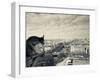 France, Paris, View from the Cathedrale Notre Dame Cathedral with Gargoyles-Walter Bibikow-Framed Photographic Print