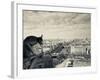 France, Paris, View from the Cathedrale Notre Dame Cathedral with Gargoyles-Walter Bibikow-Framed Photographic Print