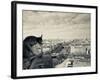 France, Paris, View from the Cathedrale Notre Dame Cathedral with Gargoyles-Walter Bibikow-Framed Photographic Print