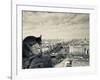 France, Paris, View from the Cathedrale Notre Dame Cathedral with Gargoyles-Walter Bibikow-Framed Photographic Print