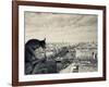 France, Paris, View from the Cathedrale Notre Dame Cathedral with Gargoyles-Walter Bibikow-Framed Photographic Print