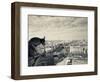 France, Paris, View from the Cathedrale Notre Dame Cathedral with Gargoyles-Walter Bibikow-Framed Photographic Print