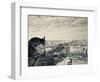 France, Paris, View from the Cathedrale Notre Dame Cathedral with Gargoyles-Walter Bibikow-Framed Photographic Print