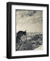 France, Paris, View from the Cathedrale Notre Dame Cathedral with Gargoyles-Walter Bibikow-Framed Premium Photographic Print