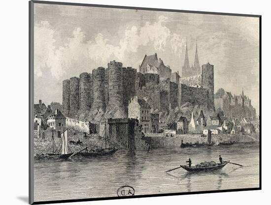 France, Paris, View of Castle in Angers-null-Mounted Giclee Print