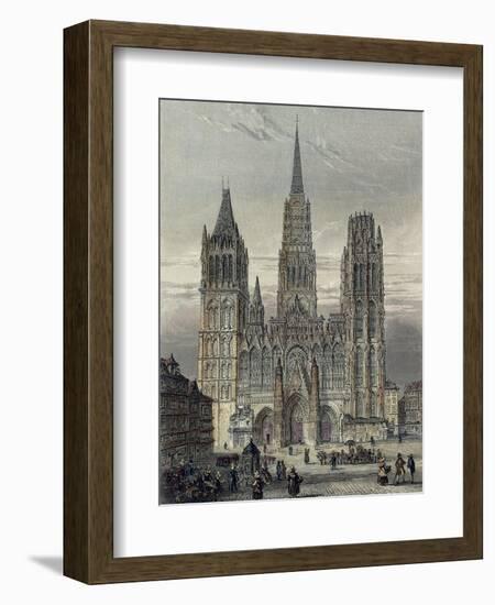 France, Paris, View of the Cathedral in Rouen-null-Framed Giclee Print