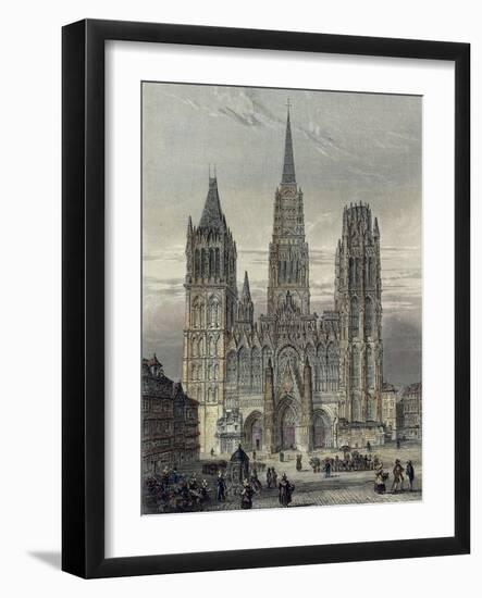 France, Paris, View of the Cathedral in Rouen-null-Framed Giclee Print