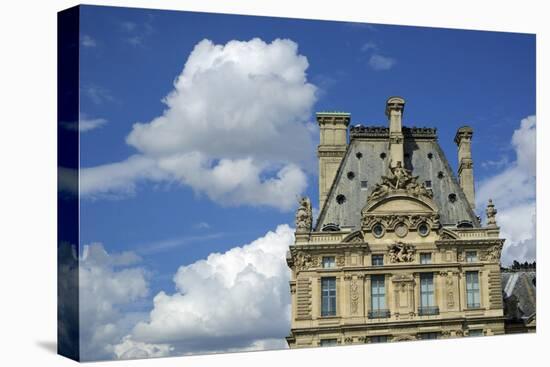 France, Paris, view of the Louvre palace from across the Seine river-Michele Molinari-Stretched Canvas