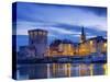 France, Poitou-Charentes, La Rochelle, Town Reflected in Harbour at Dusk-Shaun Egan-Stretched Canvas