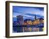 France, Poitou-Charentes, La Rochelle, Town Reflected in Harbour at Dusk-Shaun Egan-Framed Photographic Print