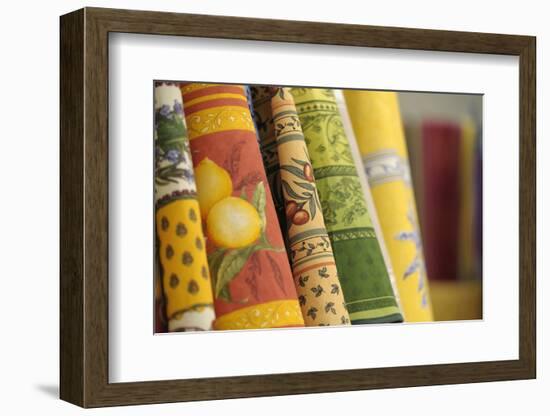 France, Provence-Alpes-Cote d'Azur, Bouches-du-Rhone. Textiles, Cours Mirabeau Market.-Kevin Oke-Framed Photographic Print