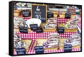 France, Provence Alps Cote D'Azur, Aix En Provence. Salami for Sale at Local Market-Matteo Colombo-Framed Stretched Canvas