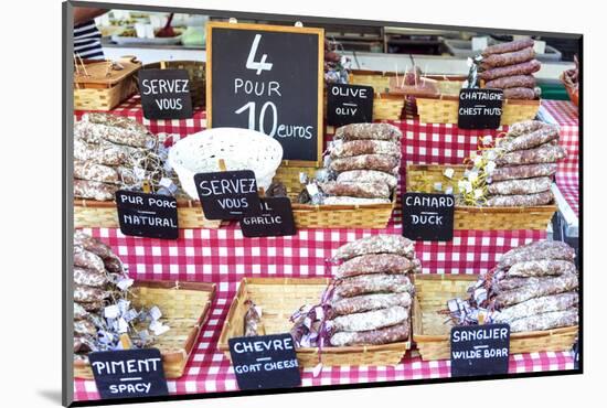 France, Provence Alps Cote D'Azur, Aix En Provence. Salami for Sale at Local Market-Matteo Colombo-Mounted Photographic Print