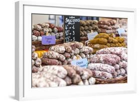 France, Provence Alps Cote D'Azur, Haute Provence, Forcalquier. Salami for Sale at Local Market-Matteo Colombo-Framed Photographic Print