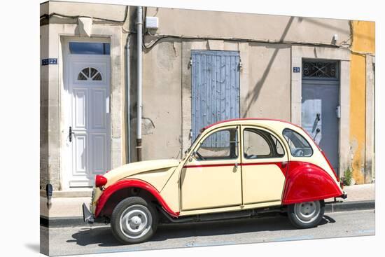 France, Provence Alps Cote D'Azur, Saint Remy De Provence. Street View with Old Fashioned 2Cv Car-Matteo Colombo-Stretched Canvas