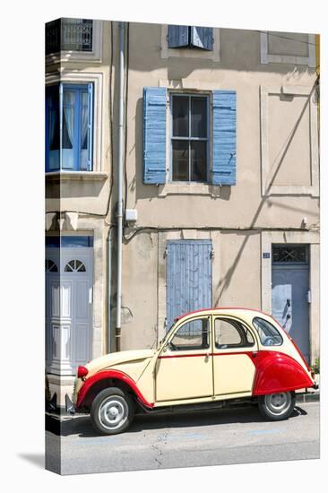 France, Provence Alps Cote D'Azur, Saint Remy De Provence. Street View with Old Fashioned 2Cv Car-Matteo Colombo-Stretched Canvas