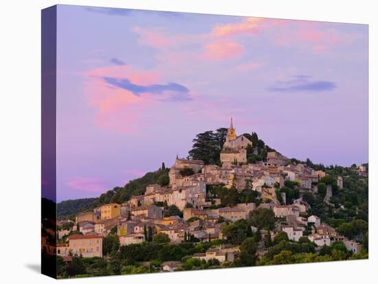 France, Provence, Bonnieux, Hilltop Village at Dusk-Shaun Egan-Stretched Canvas