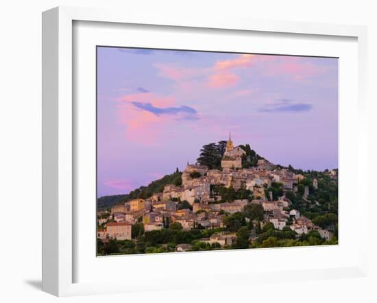 France, Provence, Bonnieux, Hilltop Village at Dusk-Shaun Egan-Framed Photographic Print