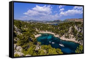 France, Provence, Bouches-Du-Rh™ne, Riviera, Cassis, Calanque De Port Pin-Udo Siebig-Framed Stretched Canvas