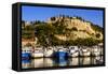 France, Provence, Bouches-Du-Rh™ne, Riviera, Cassis, Harbour with Castle-Udo Siebig-Framed Stretched Canvas