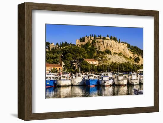 France, Provence, Bouches-Du-Rh™ne, Riviera, Cassis, Harbour with Castle-Udo Siebig-Framed Photographic Print