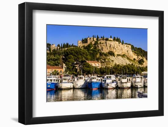 France, Provence, Bouches-Du-Rh™ne, Riviera, Cassis, Harbour with Castle-Udo Siebig-Framed Photographic Print