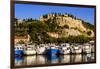 France, Provence, Bouches-Du-Rh™ne, Riviera, Cassis, Harbour with Castle-Udo Siebig-Framed Premium Photographic Print