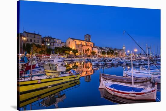 France, Provence, Bouches-Du-Rh™ne, Riviera, La Ciotat, Old Harbour with Church Notre Dame-Udo Siebig-Stretched Canvas