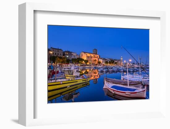 France, Provence, Bouches-Du-Rh™ne, Riviera, La Ciotat, Old Harbour with Church Notre Dame-Udo Siebig-Framed Photographic Print