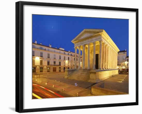 France, Provence, Nimes, Maison Caree at Night-Shaun Egan-Framed Photographic Print