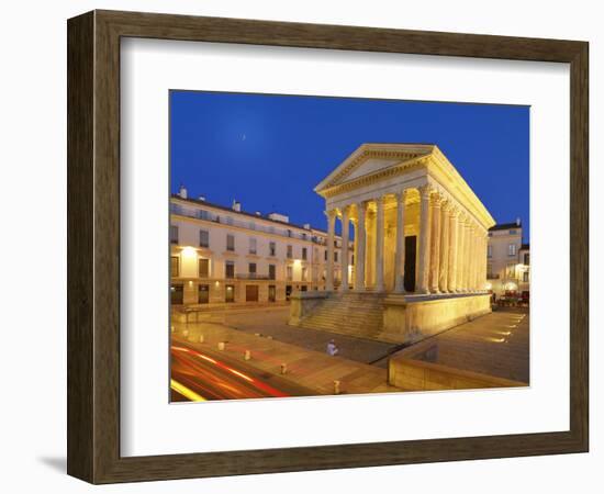 France, Provence, Nimes, Maison Caree at Night-Shaun Egan-Framed Photographic Print