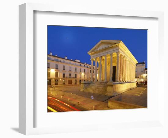 France, Provence, Nimes, Maison Caree at Night-Shaun Egan-Framed Photographic Print