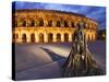 France, Provence, Nimes, Roman Ampitheatre, Toreador Statue at Dusk-Shaun Egan-Stretched Canvas