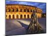 France, Provence, Nimes, Roman Ampitheatre, Toreador Statue at Dusk-Shaun Egan-Mounted Photographic Print