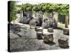 France, Provence. Outdoor Patio of the Saint-Hilaire Abbey-Julie Eggers-Stretched Canvas