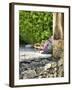 France, Provence. Outdoor Patio of the Saint-Hilaire Abbey-Julie Eggers-Framed Photographic Print