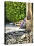 France, Provence. Outdoor Patio of the Saint-Hilaire Abbey-Julie Eggers-Stretched Canvas