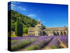 France, Provence, Senanque Abbey with Lavender in Full Bloom-Terry Eggers-Stretched Canvas