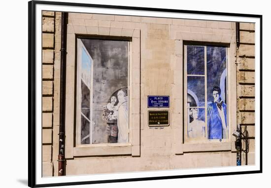 France, Provence, Vaucluse, Avignon, Place Daniel Sorano, House Facade, Mural Painting-Udo Siebig-Framed Premium Photographic Print