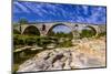 France, Provence, Vaucluse, Bonnieux, River Calavon, Roman Stone Arched Bridge Pont Julien-Udo Siebig-Mounted Photographic Print