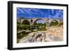 France, Provence, Vaucluse, Bonnieux, River Calavon, Roman Stone Arched Bridge Pont Julien-Udo Siebig-Framed Photographic Print