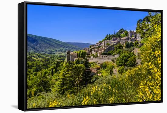 France, Provence, Vaucluse, Bonnieux, View of the Village-Udo Siebig-Framed Stretched Canvas