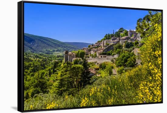 France, Provence, Vaucluse, Bonnieux, View of the Village-Udo Siebig-Framed Stretched Canvas