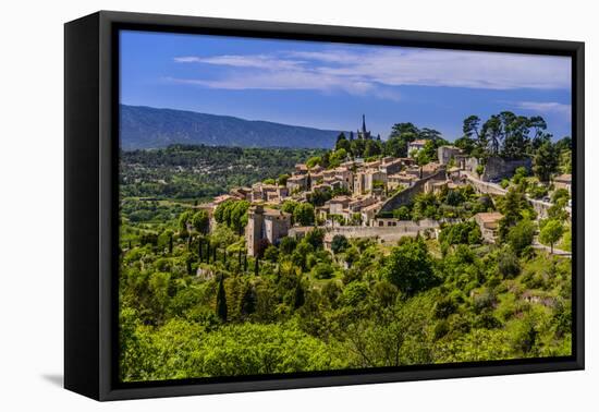 France, Provence, Vaucluse, Bonnieux, View of the Village-Udo Siebig-Framed Stretched Canvas