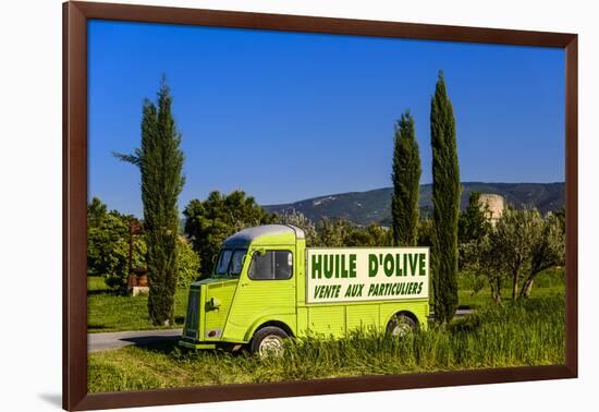 France, Provence, Vaucluse, Coustellet, Olive Mill, Pickup Van Citroen Type H, Advertising Vehicle-Udo Siebig-Framed Photographic Print