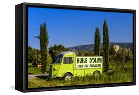 France, Provence, Vaucluse, Coustellet, Olive Mill, Pickup Van Citroen Type H, Advertising Vehicle-Udo Siebig-Framed Stretched Canvas