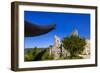 France, Provence, Vaucluse, Lacoste, Castle Ruin Lacoste, Sculpture with Hands-Udo Siebig-Framed Photographic Print